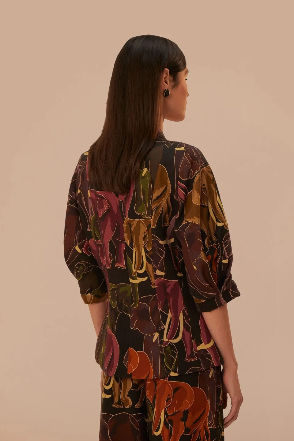 FARM Rio Vestes<Blazer à manches courtes avec éléphants marron