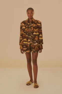 FARM Rio  Vestes<Blazer découpé marron Shuhu