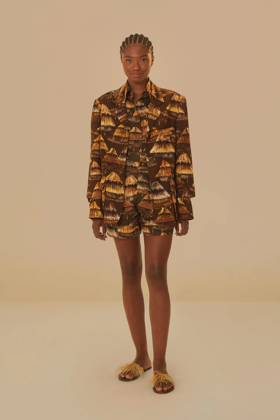 FARM Rio Vestes<Blazer découpé marron Shuhu