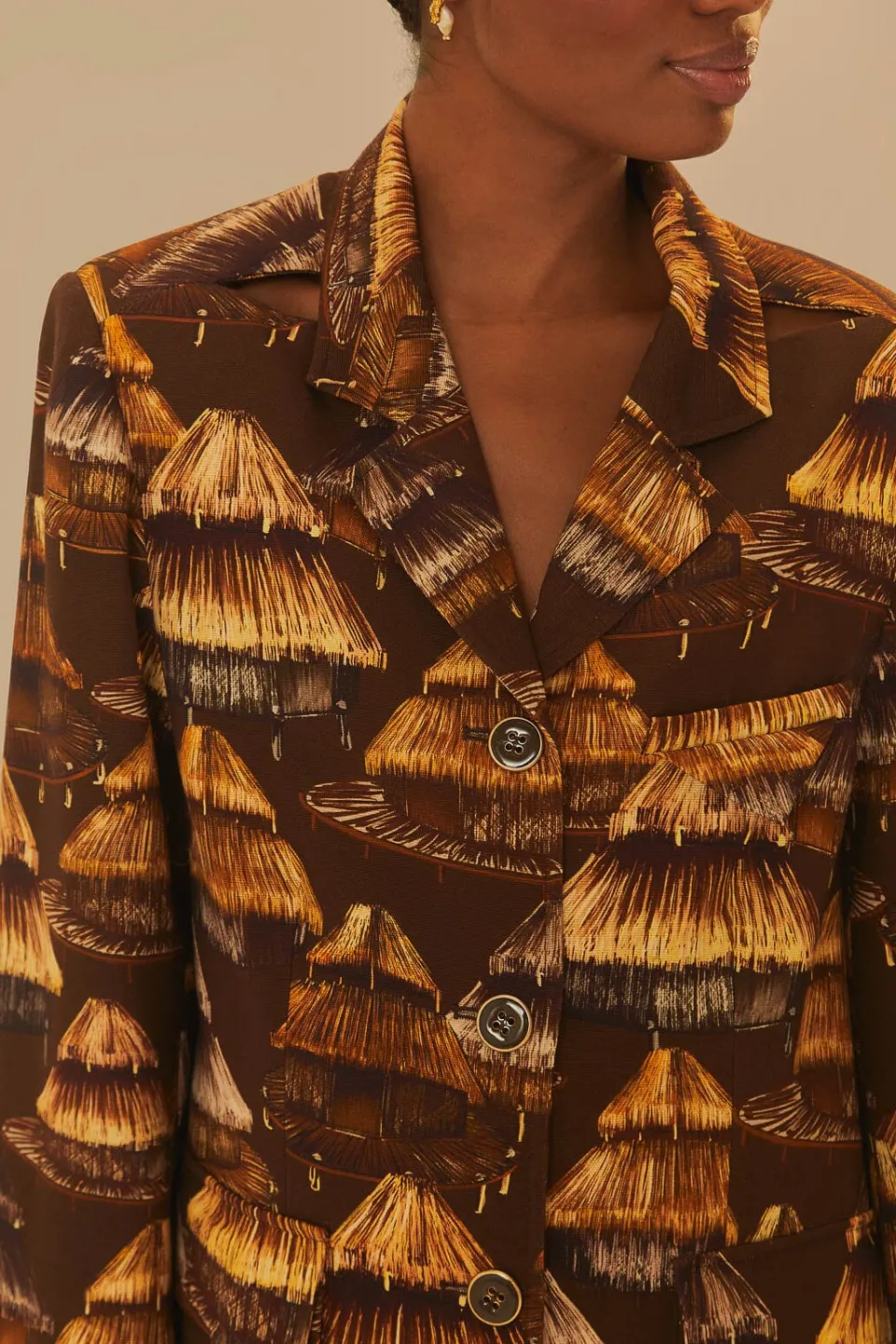 FARM Rio Vestes<Blazer découpé marron Shuhu