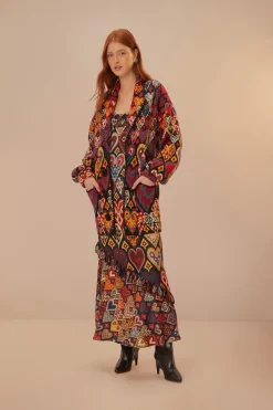 FARM Rio  Vestes<Blazer en tricot ikat à coeurs