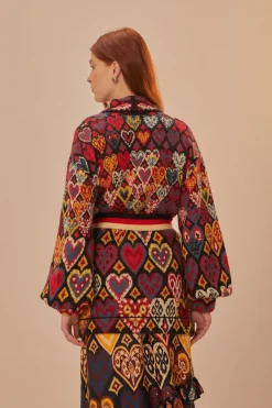 FARM Rio  Vestes<Blazer en tricot ikat à coeurs