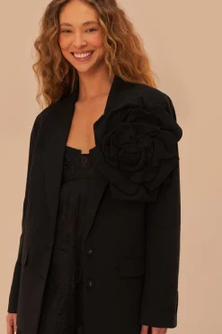FARM Rio  Vestes<Blazer fleuri noir