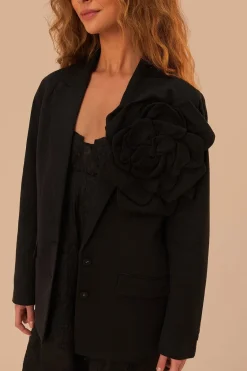 FARM Rio  Vestes<Blazer fleuri noir