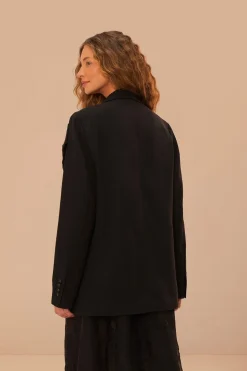 FARM Rio  Vestes<Blazer fleuri noir