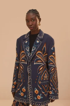 FARM Rio  Vestes<Blazer Ikat bleu ananas