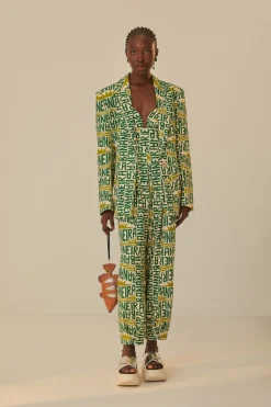 FARM Rio  Vestes<Blazer typographie banane blanc cassé