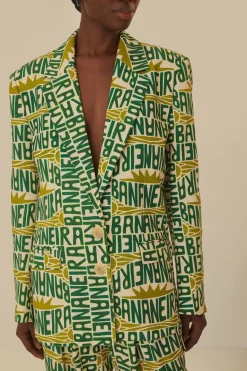 FARM Rio  Vestes<Blazer typographie banane blanc cassé