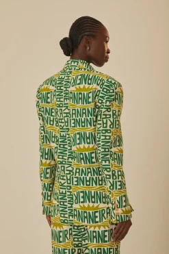 FARM Rio  Vestes<Blazer typographie banane blanc cassé