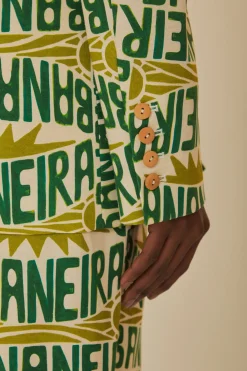 FARM Rio  Vestes<Blazer typographie banane blanc cassé