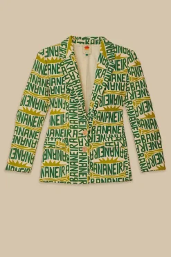 FARM Rio  Vestes<Blazer typographie banane blanc cassé