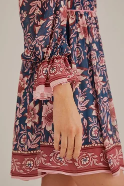 FARM Rio  Robes Courtes<Bleu sarcelle - Robe courte à manches longues Ainika Charm