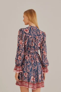 FARM Rio  Robes Courtes<Bleu sarcelle - Robe courte à manches longues Ainika Charm