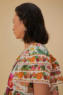 FARM Rio  Chemisiers<Blouse à croquis fleuri blanc cassé