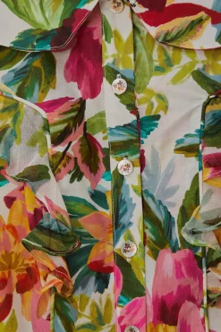 FARM Rio  Chemisiers<Blouse à manches courtes blanc cassé à fleurs peintes