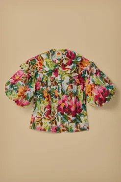 FARM Rio  Chemisiers<Blouse à manches courtes blanc cassé à fleurs peintes