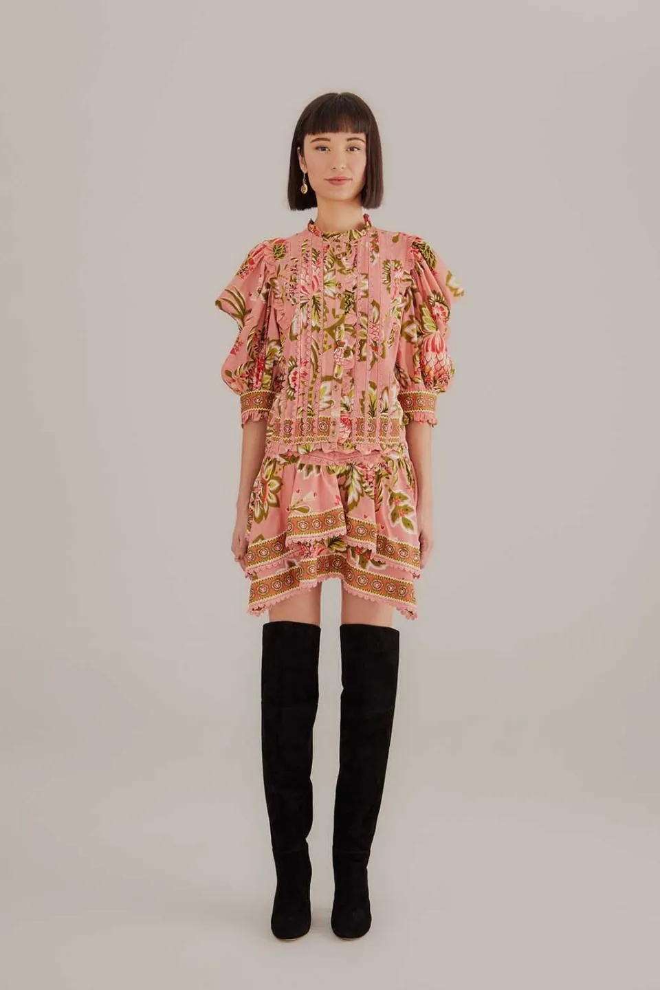 FARM Rio Chemisiers<Blouse à manches courtes florale Aura rose tendre
