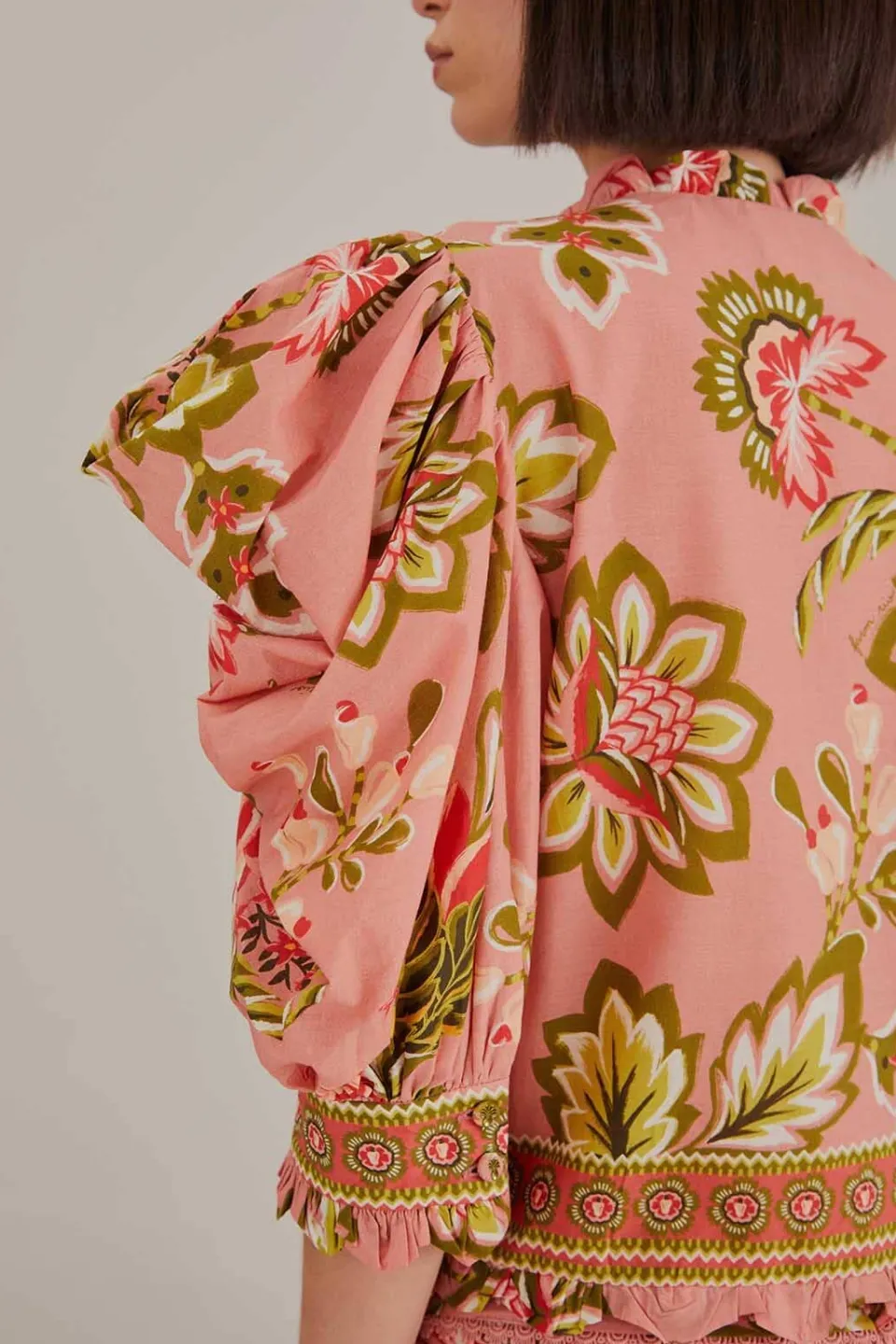 FARM Rio Chemisiers<Blouse à manches courtes florale Aura rose tendre