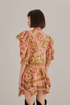 FARM Rio Chemisiers<Blouse à manches courtes florale Aura rose tendre