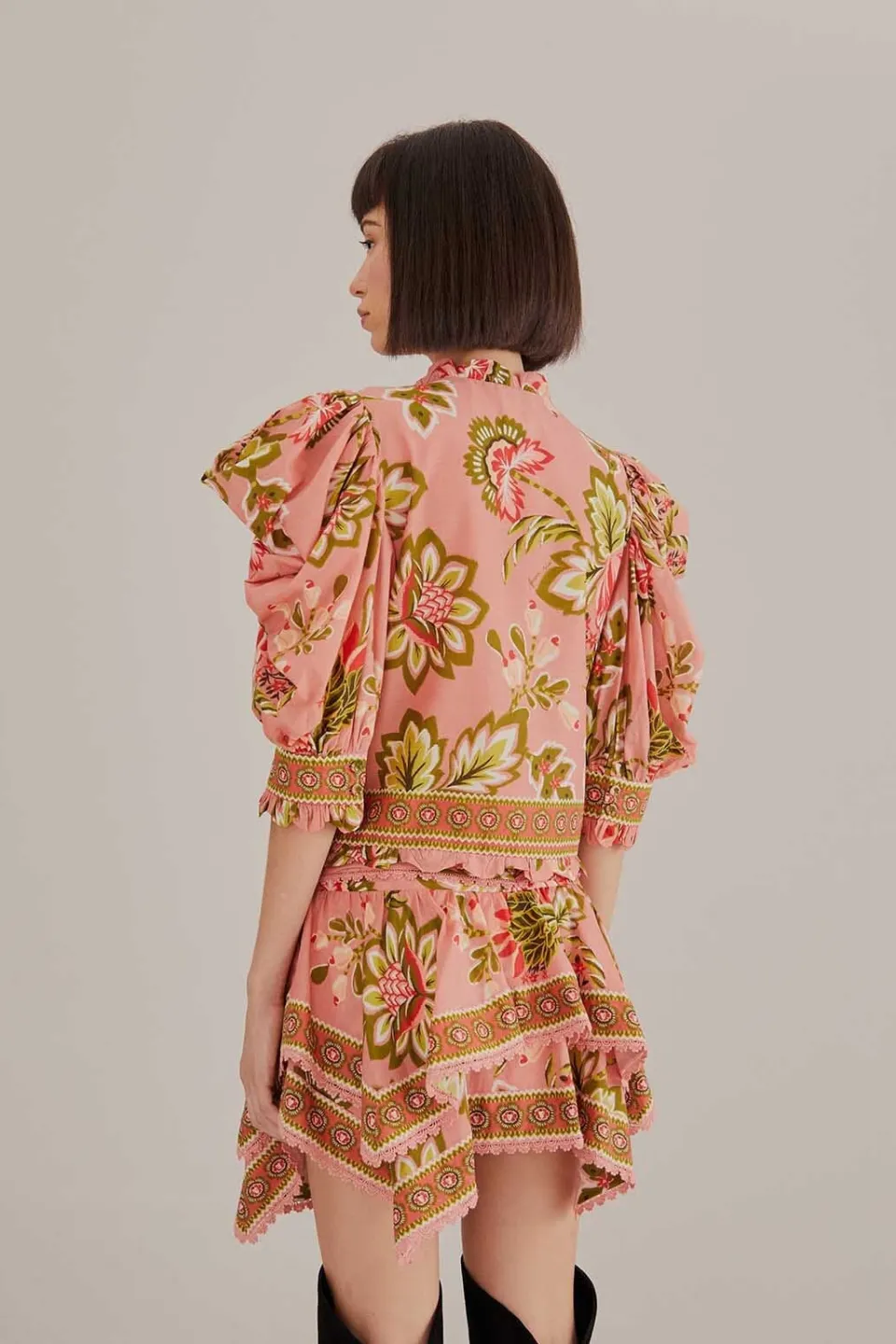 FARM Rio Chemisiers<Blouse à manches courtes florale Aura rose tendre