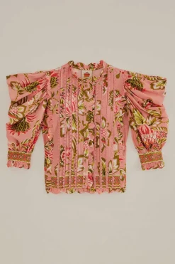 FARM Rio Chemisiers<Blouse à manches courtes florale Aura rose tendre