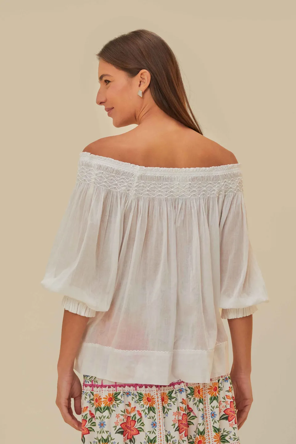FARM Rio Chemisiers<Blouse à manches courtes Off-White Blue Yard