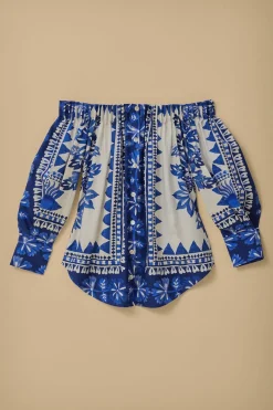 FARM Rio  Chemisiers<Blouse à manches longues à tapisserie Flora blanc cassé