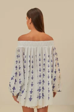 FARM Rio  Chemisiers<Blouse à épaules dénudées Off-White Graphic Fishes