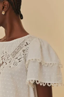 FARM Rio  Chemisiers<Blouse à volants blanc cassé