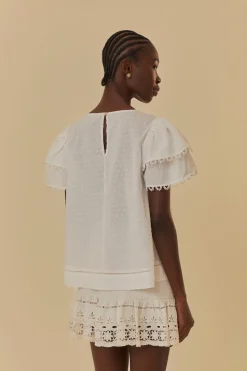 FARM Rio  Chemisiers<Blouse à volants blanc cassé