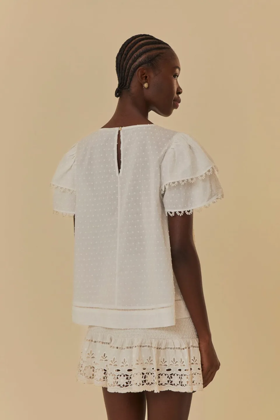 FARM Rio Chemisiers<Blouse à volants blanc cassé