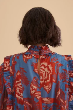 FARM Rio  Chemisiers<Blouse à volants en dentelle bleu clair