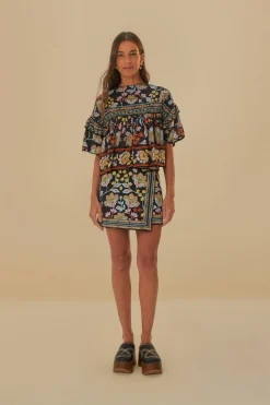 FARM Rio  Chemisiers<Blouse à volants fleurie noire