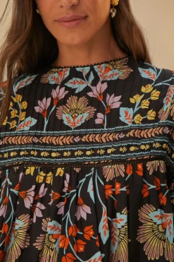 FARM Rio  Chemisiers<Blouse à volants fleurie noire