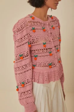 FARM Rio  Chemisiers<Blouse au crochet à pampilles rose orange