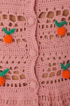 FARM Rio Chemisiers<Blouse au crochet à pampilles rose orange