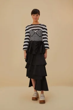 FARM Rio  Chemisiers<Blouse au crochet à rayures noires et blanches