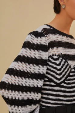 FARM Rio  Chemisiers<Blouse au crochet à rayures noires et blanches