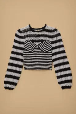 FARM Rio  Chemisiers<Blouse au crochet à rayures noires et blanches