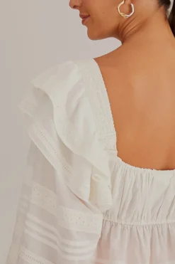 FARM Rio  Chemisiers<Blouse blanc cassé à encolure carrée