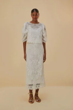 FARM Rio  Chemisiers<Blouse blanche à manches courtes en guipure