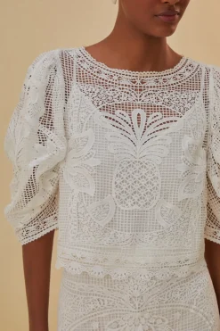 FARM Rio  Chemisiers<Blouse blanche à manches courtes en guipure