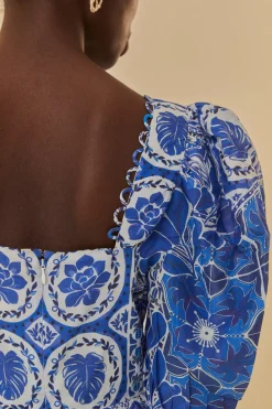FARM Rio  Chemisiers<Blouse bleue à manches courtes Tile Dream
