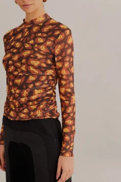 FARM Rio  Chemisiers<Blouse en tulle marron léopard Desire