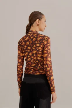 FARM Rio  Chemisiers<Blouse en tulle marron léopard Desire