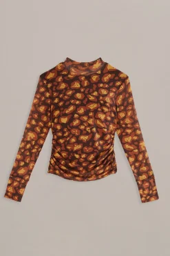FARM Rio  Chemisiers<Blouse en tulle marron léopard Desire