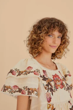 FARM Rio  Chemisiers<Blouse Fleurs Léopard Sable