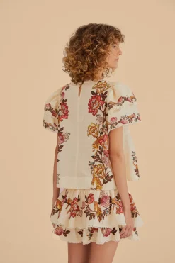 FARM Rio  Chemisiers<Blouse Fleurs Léopard Sable