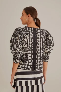 FARM Rio  Chemisiers<Blouse noire à manches bouffantes Palermo