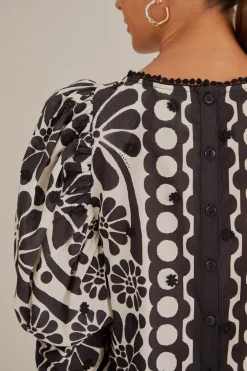 FARM Rio  Chemisiers<Blouse noire à manches bouffantes Palermo